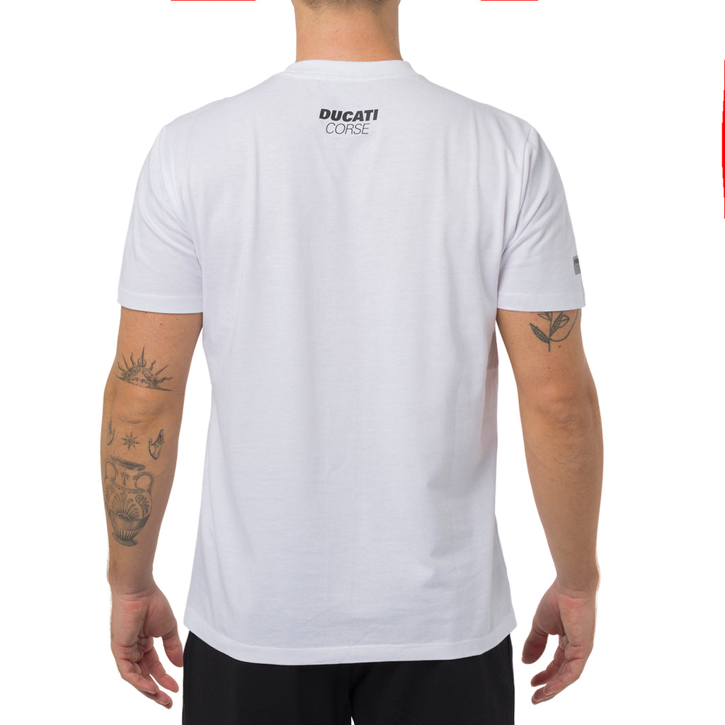 T-shirt bianca in cotone da Uomo con stampa Ducati Corse