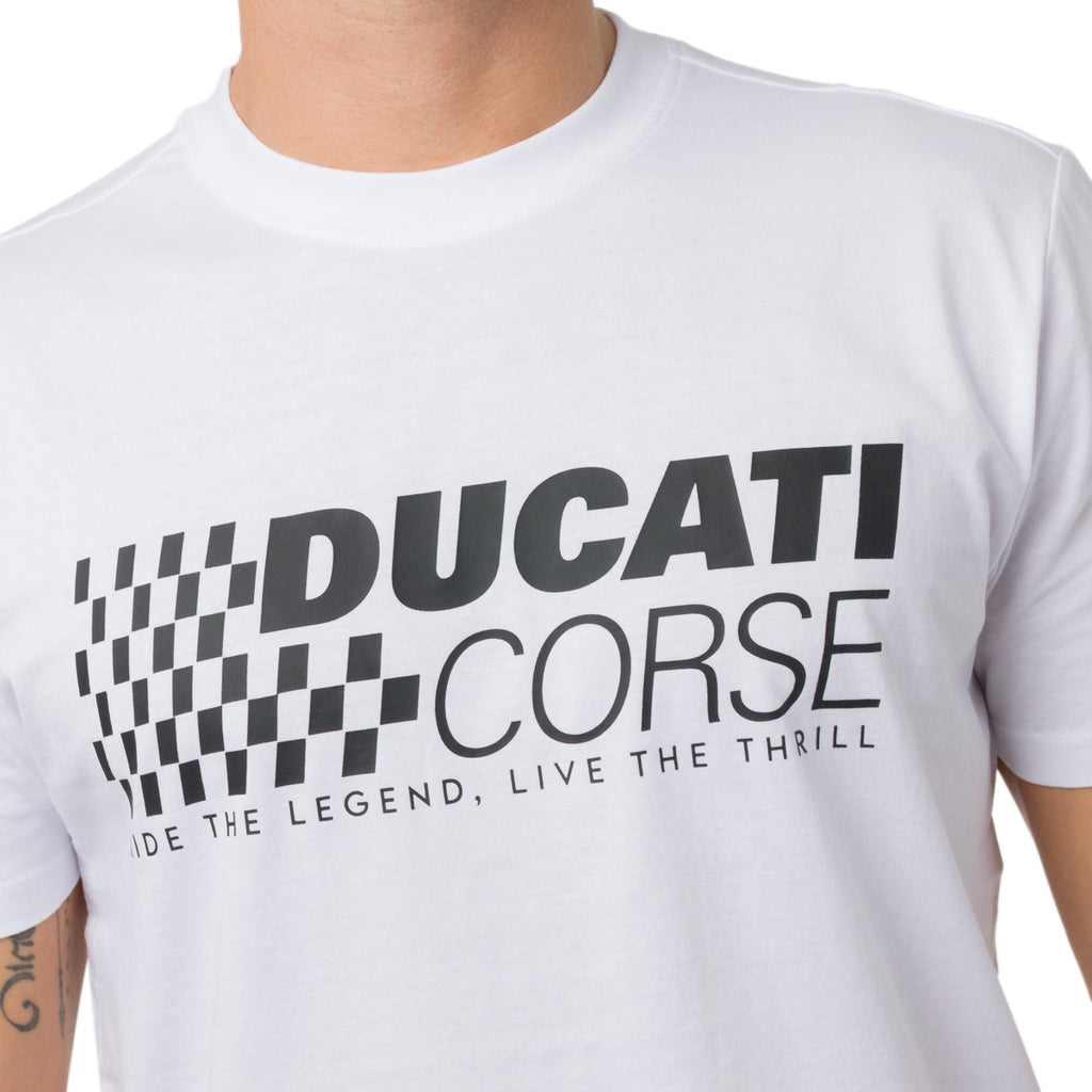 T-shirt bianca in cotone da Uomo con stampa Ducati Corse