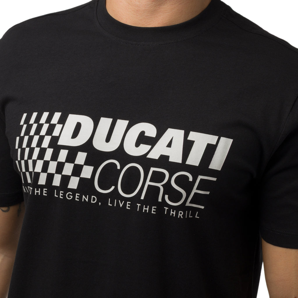 T-shirt nera in cotone da Uomo con stampa Ducati Corse