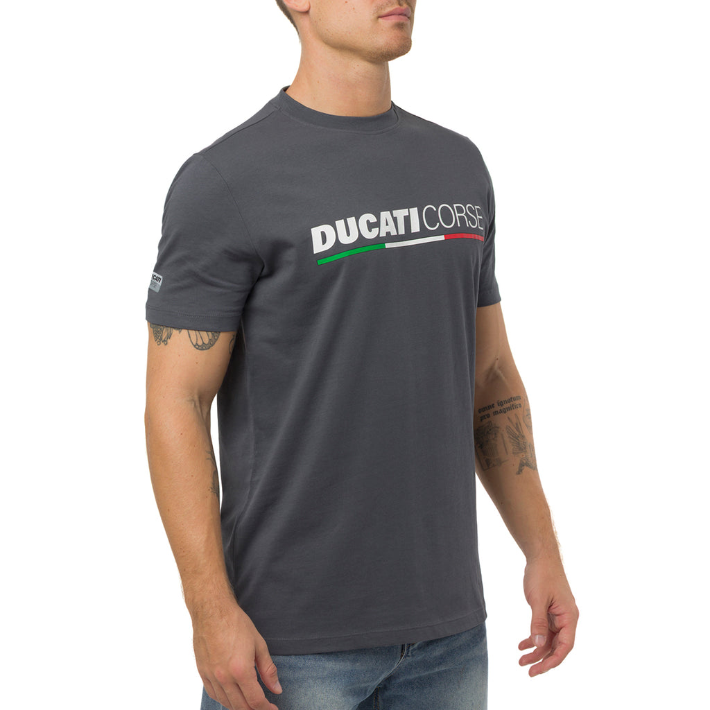 T-shirt grigia in cotone da Uomo con stampa Ducati Corse