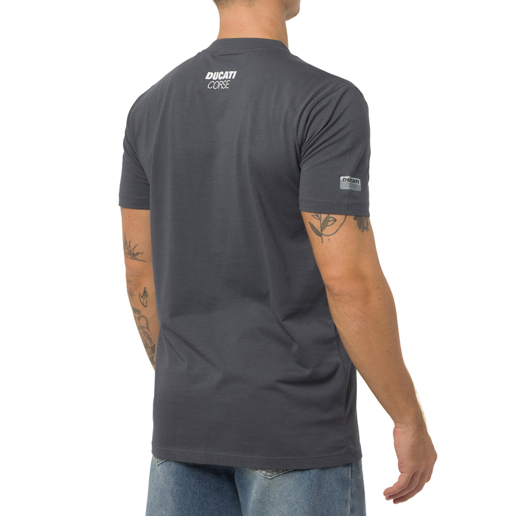 T-shirt grigia in cotone da Uomo con stampa Ducati Corse