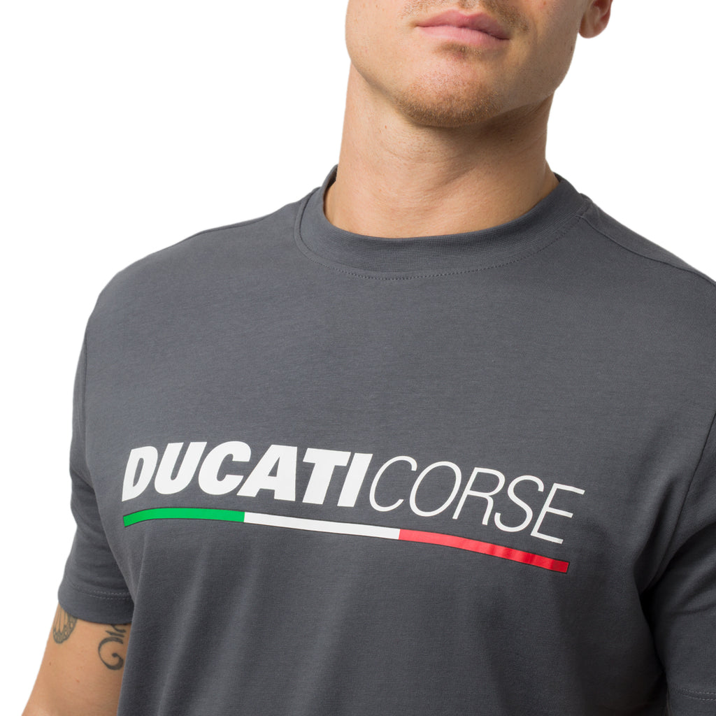 T-shirt grigia in cotone da Uomo con stampa Ducati Corse