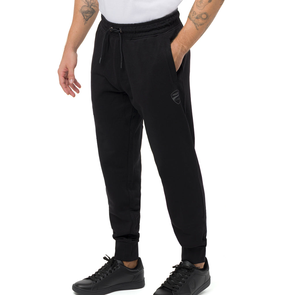 Pantaloni sportivi in felpa da Uomo neri con tasche e logo Ducati Corse