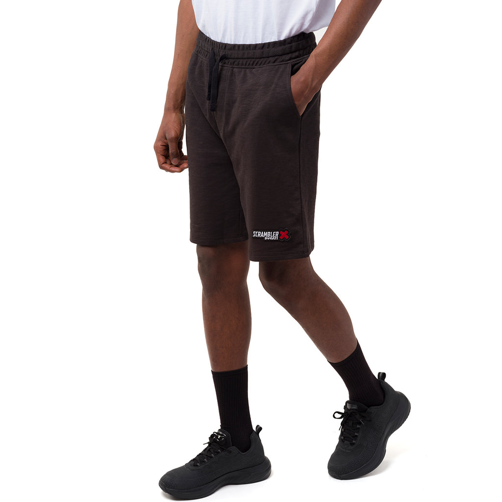 Pantaloncini da uomo neri con tasche e logo Ducati Scrambler
