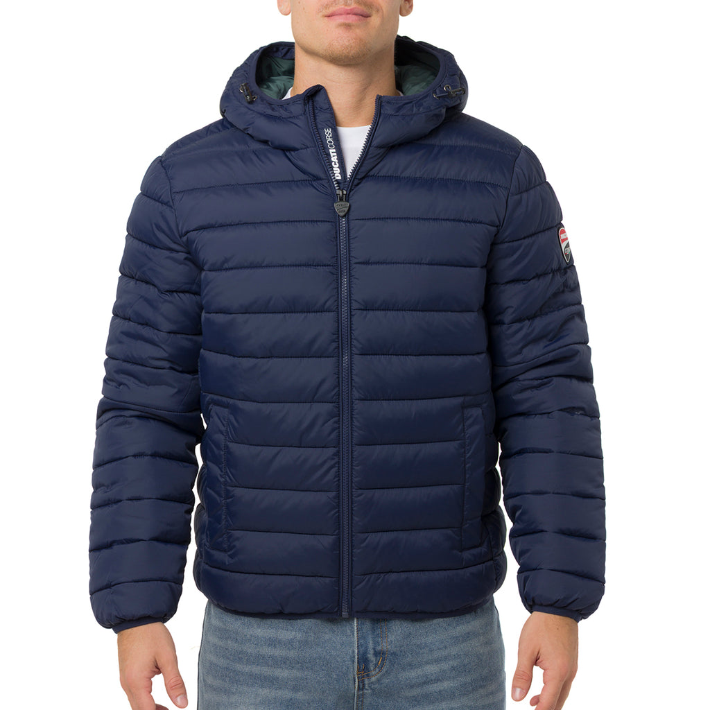 Giubbotto Uomo trapuntato blu con cappuccio Ducati Corse