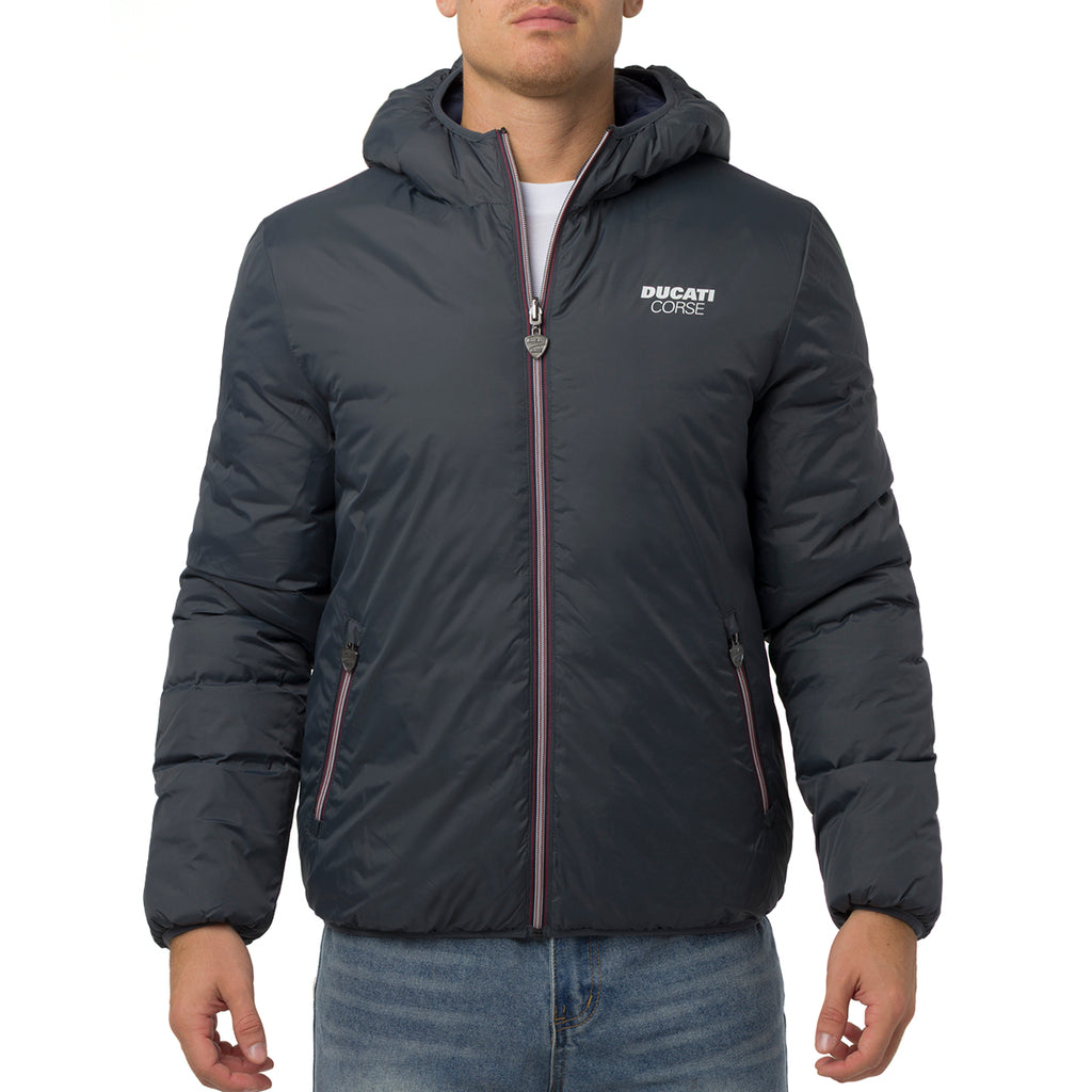 Giubbotto Double-Face Uomo grigio e blu con cappuccio Ducati Corse