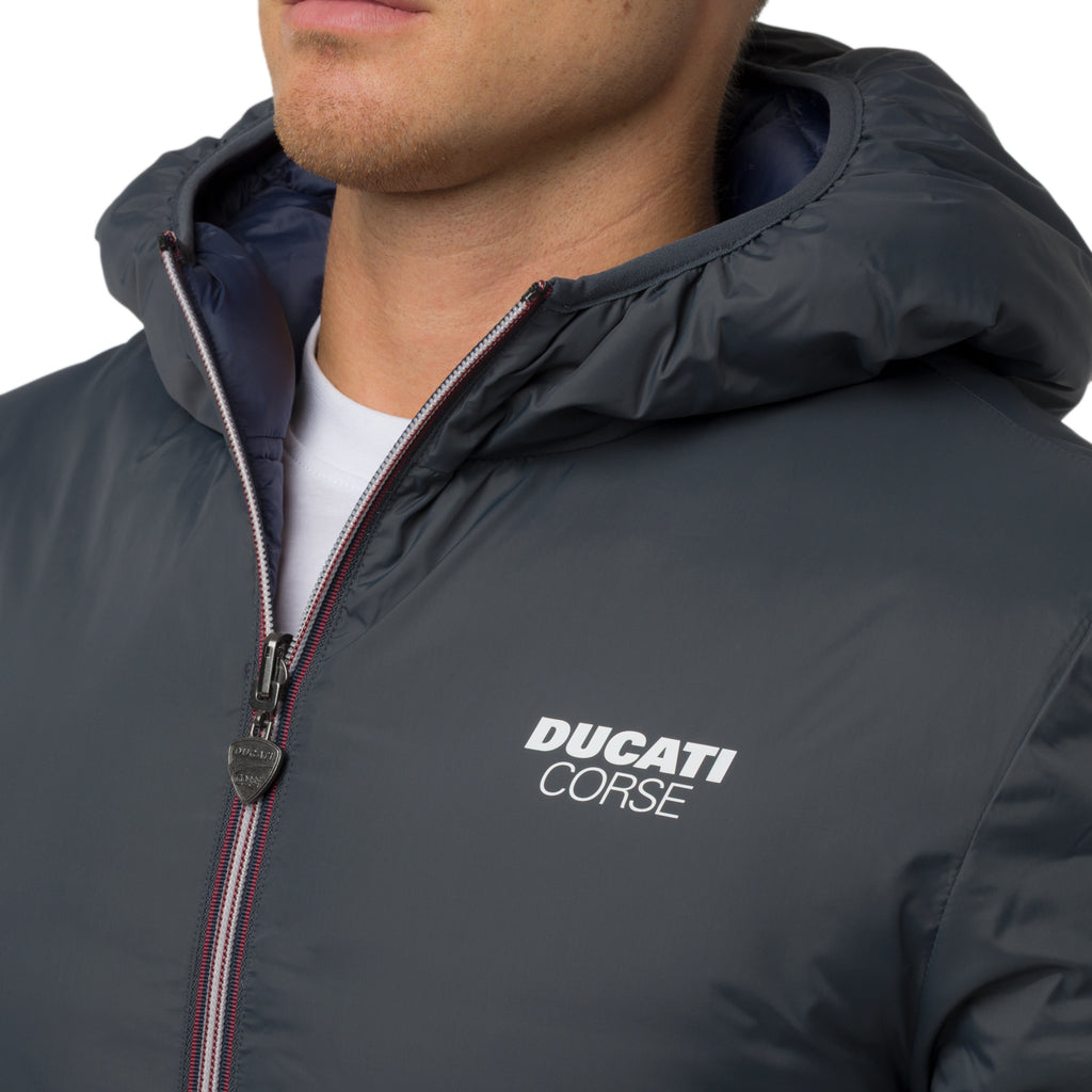Giubbotto Double-Face Uomo grigio e blu con cappuccio Ducati Corse