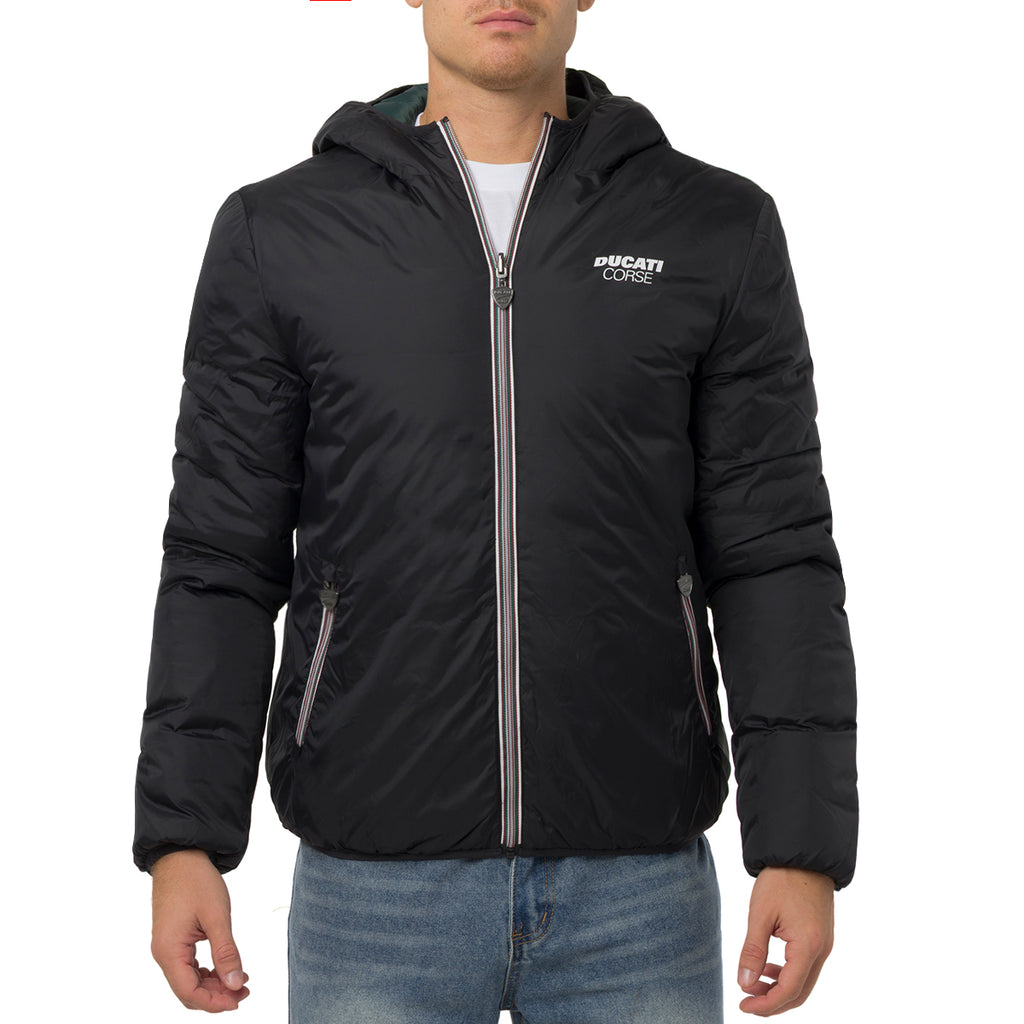 Giubbotto Double-Face Uomo nero e verde con cappuccio Ducati Corse