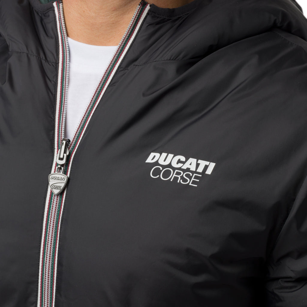 Giubbotto Double-Face Uomo nero e verde con cappuccio Ducati Corse