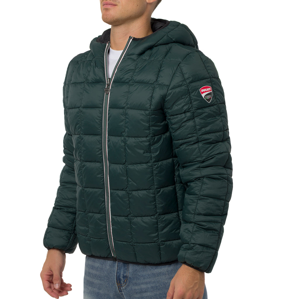 Giubbotto Double-Face Uomo nero e verde con cappuccio Ducati Corse