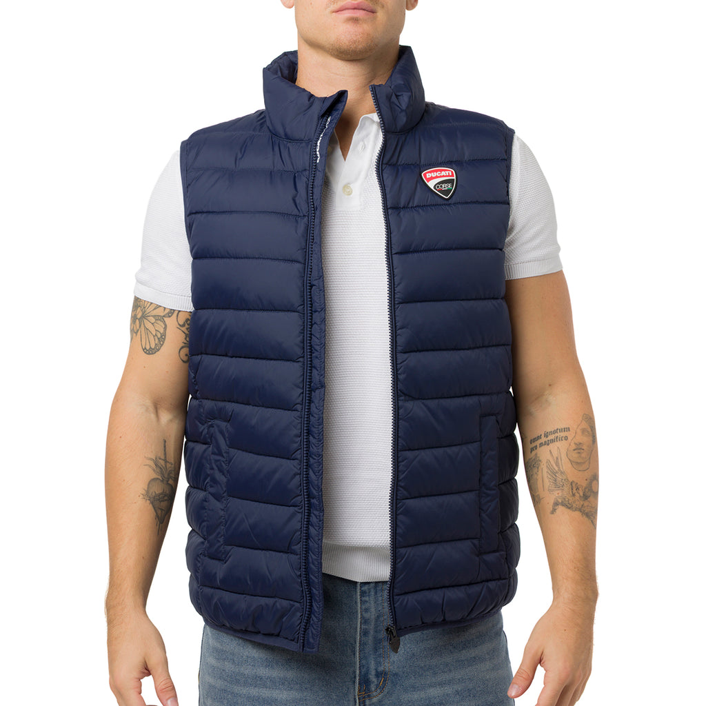 Gilet trapuntato blu da Uomo con logo Ducati Corse