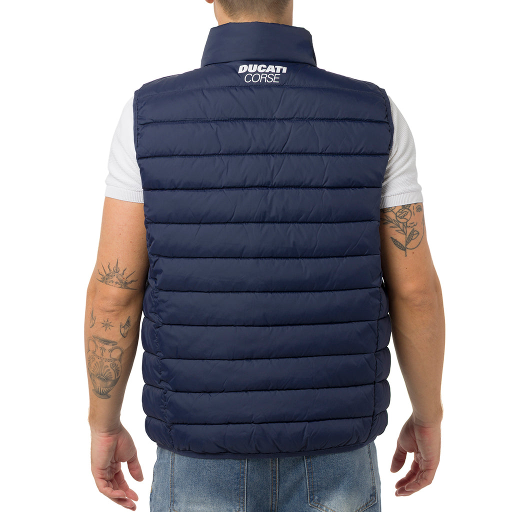 Gilet trapuntato blu da Uomo con logo Ducati Corse