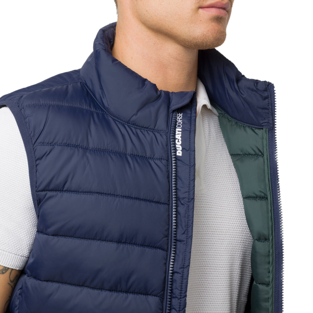 Gilet trapuntato blu da Uomo con logo Ducati Corse