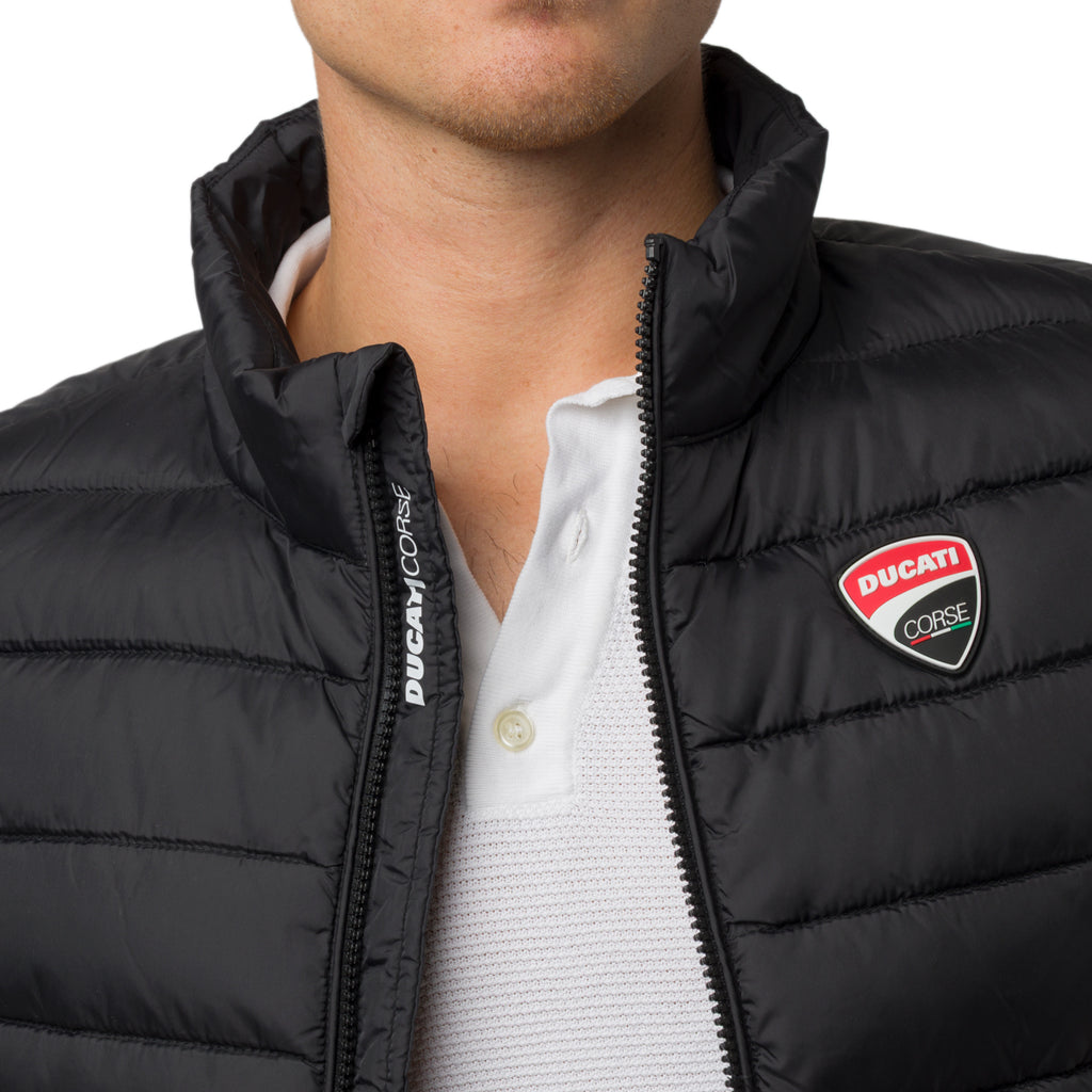 Gilet trapuntato nero da Uomo con logo Ducati Corse