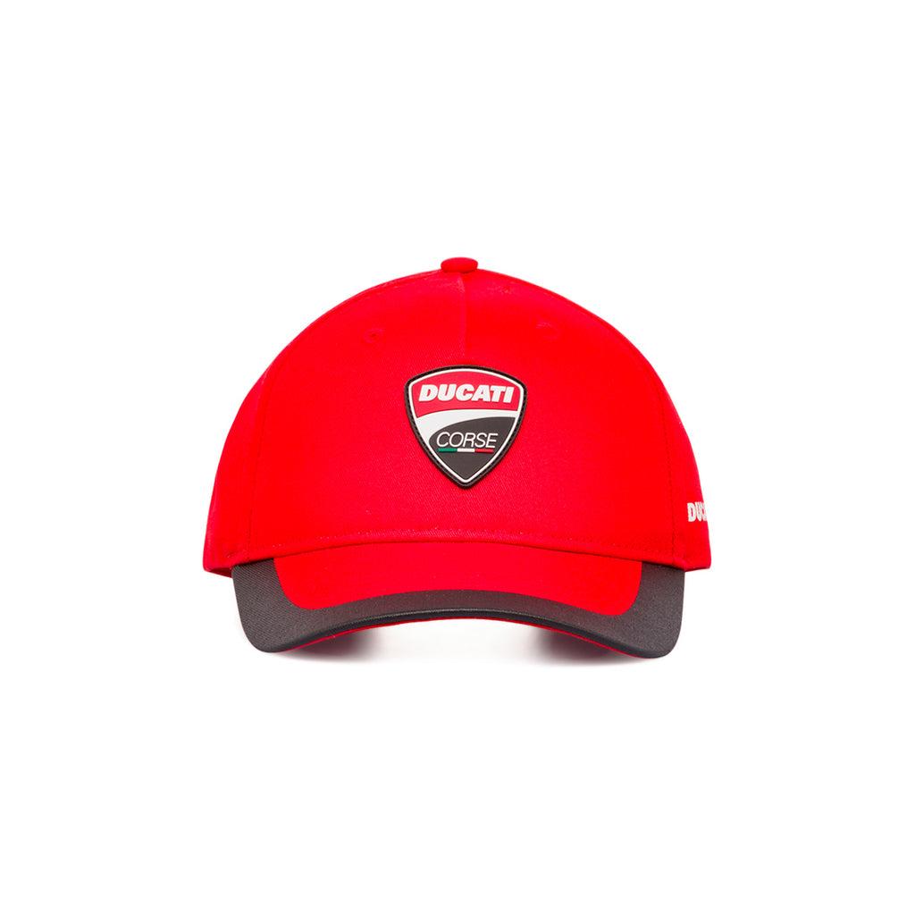 Cappellino da uomo rosso con dettaglio nero e logo Ducati