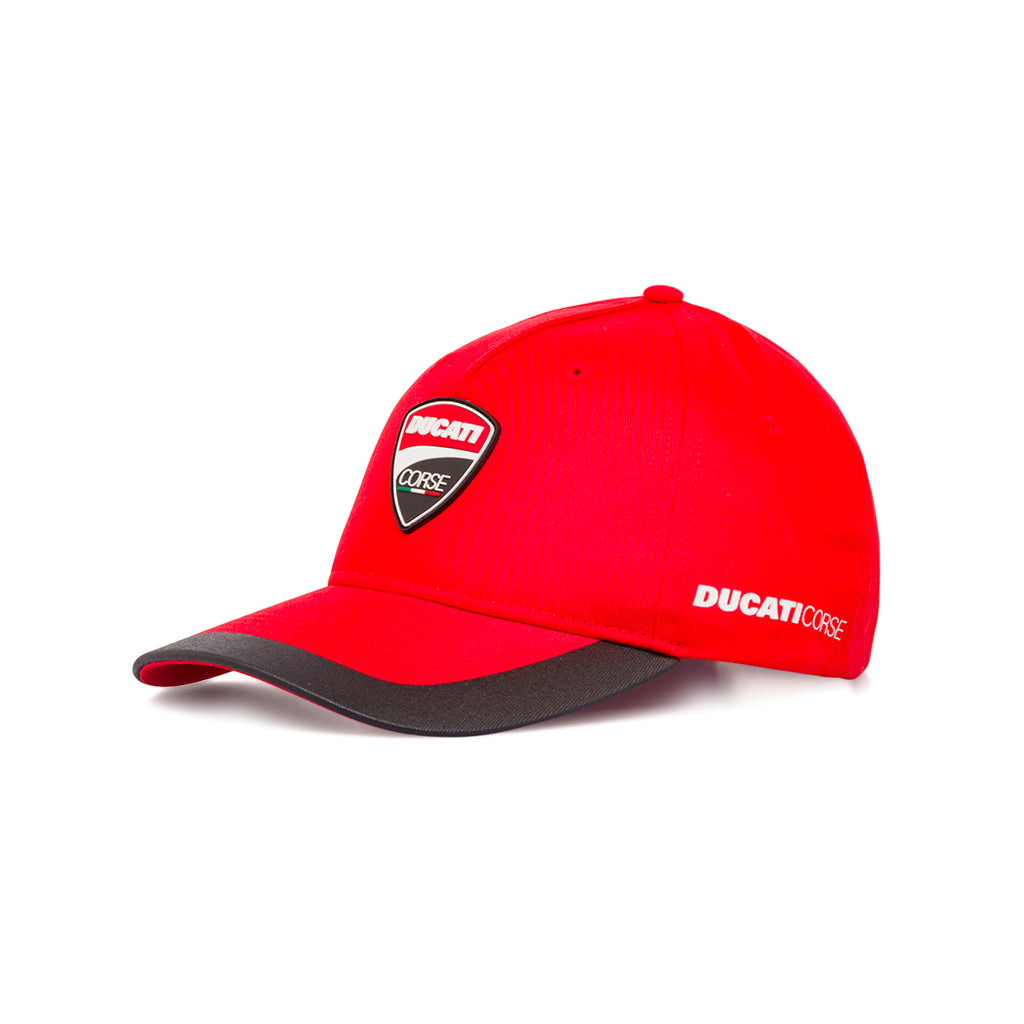 Cappellino da uomo rosso con dettaglio nero e logo Ducati