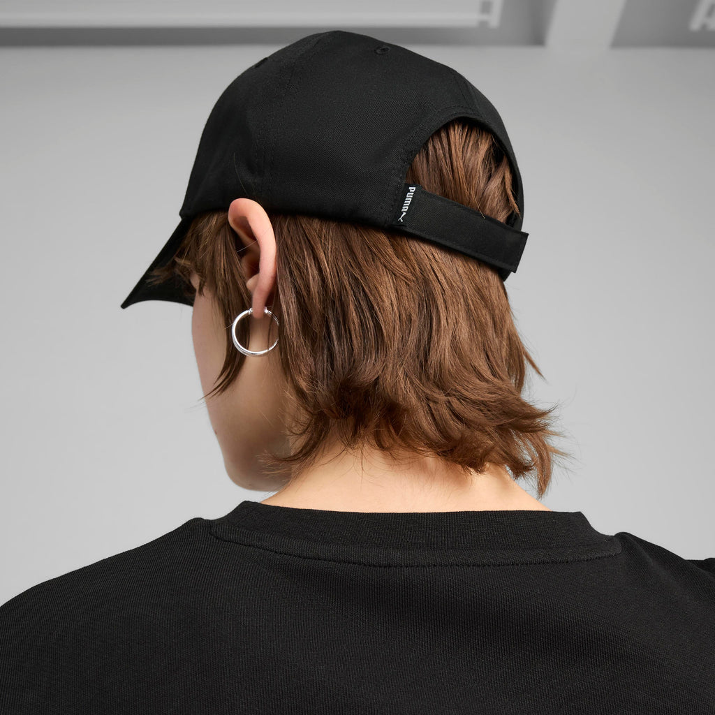 Cappellino nero con logo e chiusura con strappo Puma Ess Metal