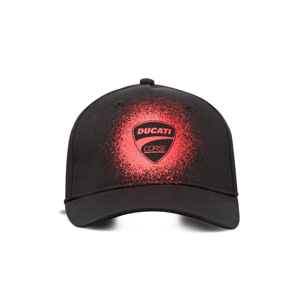 Cappellino nero da Uomo Ducati Corse con logo effetto spray