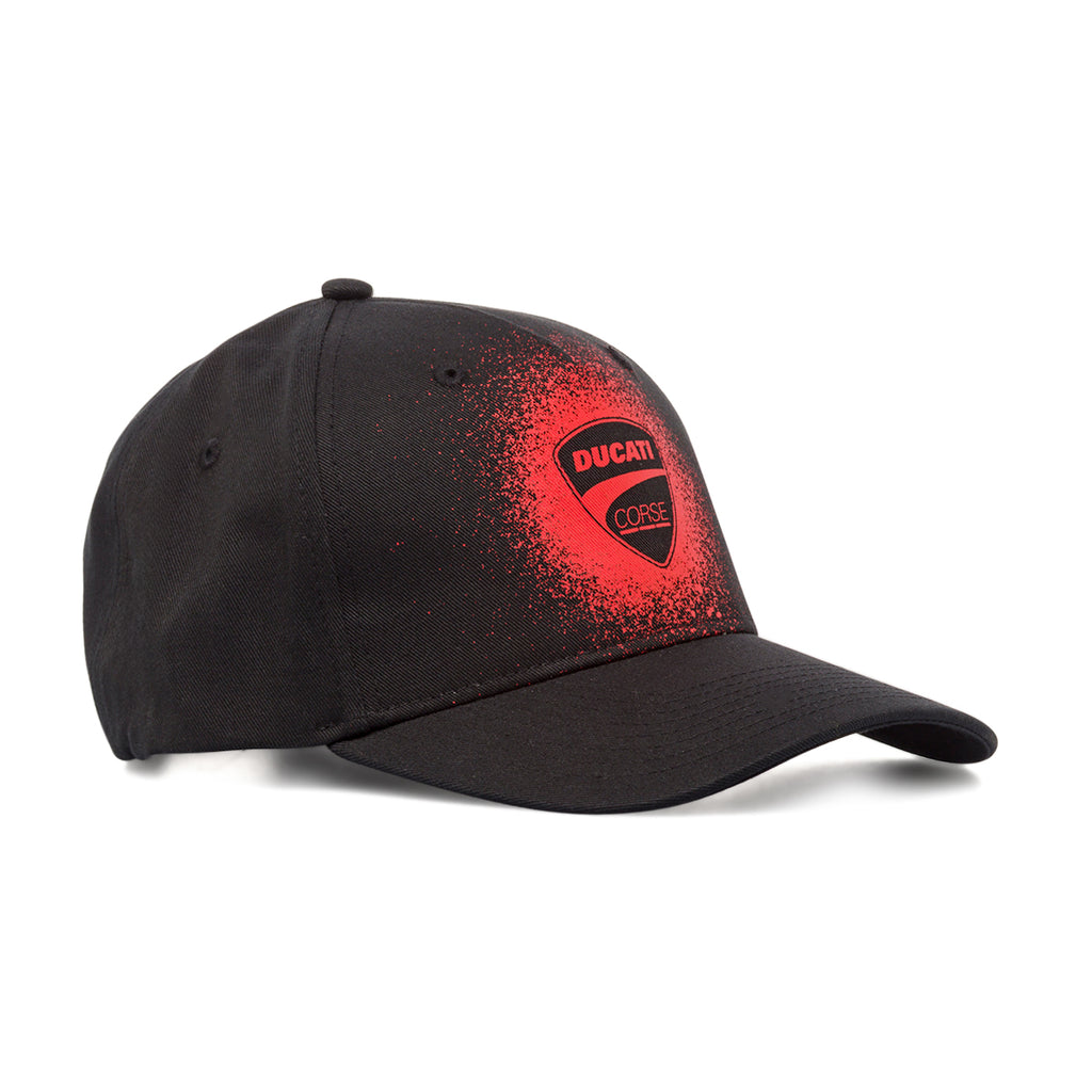 Cappellino nero da Uomo Ducati Corse con logo effetto spray