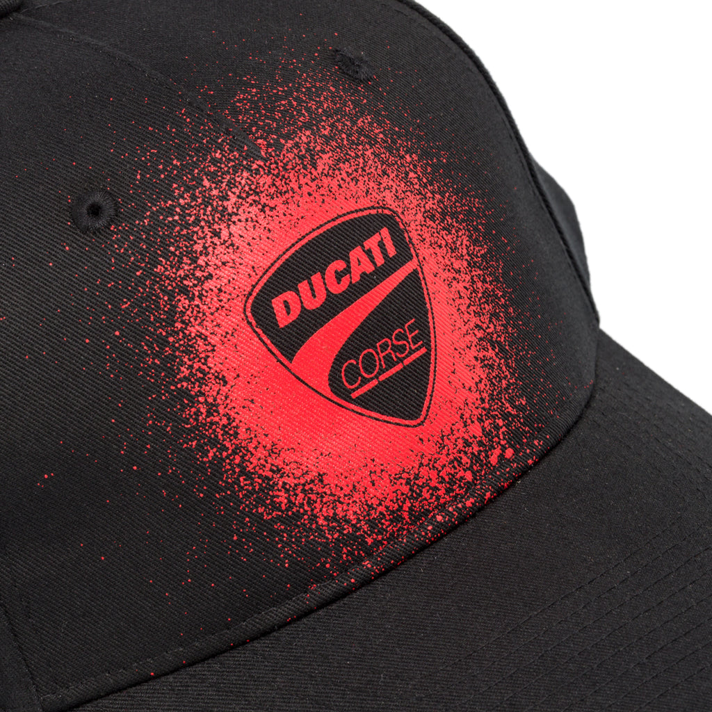 Cappellino nero da Uomo Ducati Corse con logo effetto spray