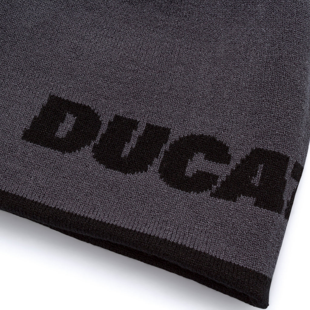 Berretto da uomo reversibile nero in maglia con logo a contrasto Ducati Corse