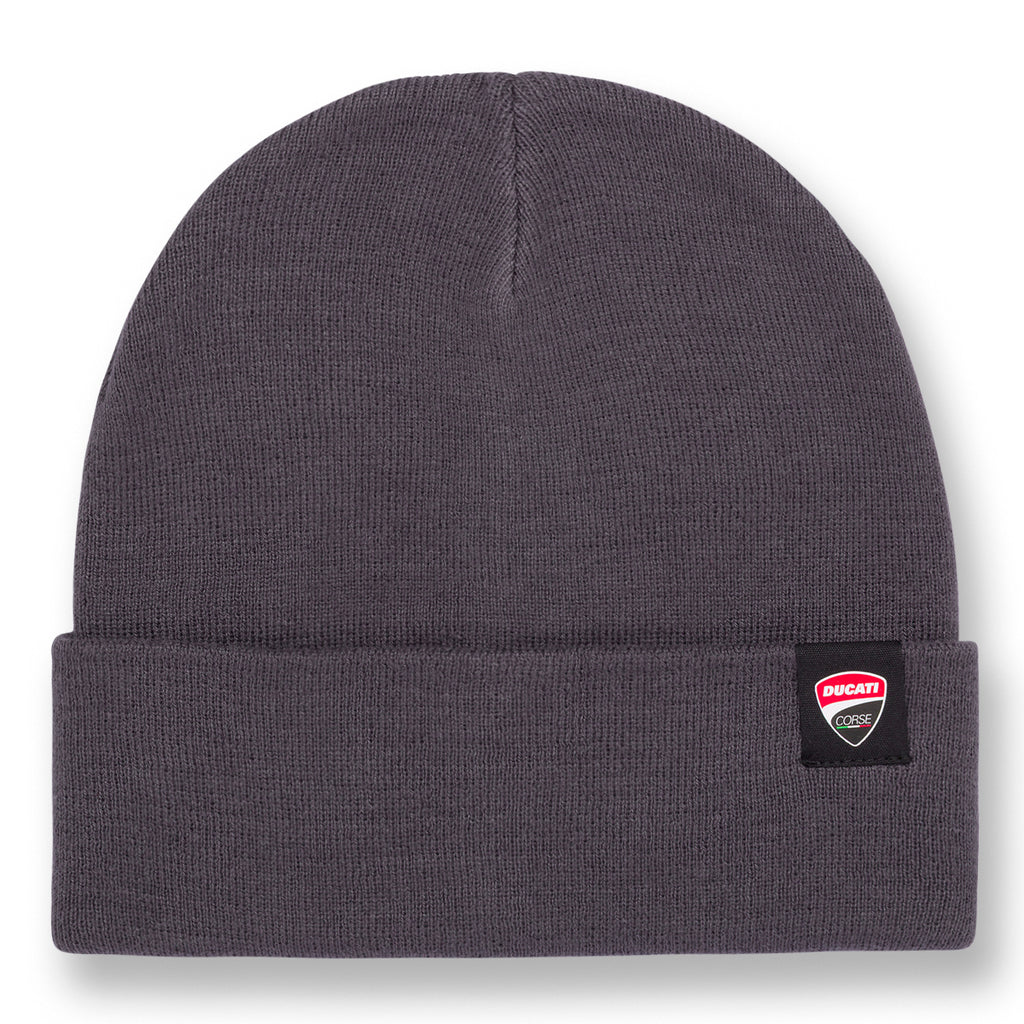 Berretto da Uomo grigio scuro a coste con patch logo Ducati Corse