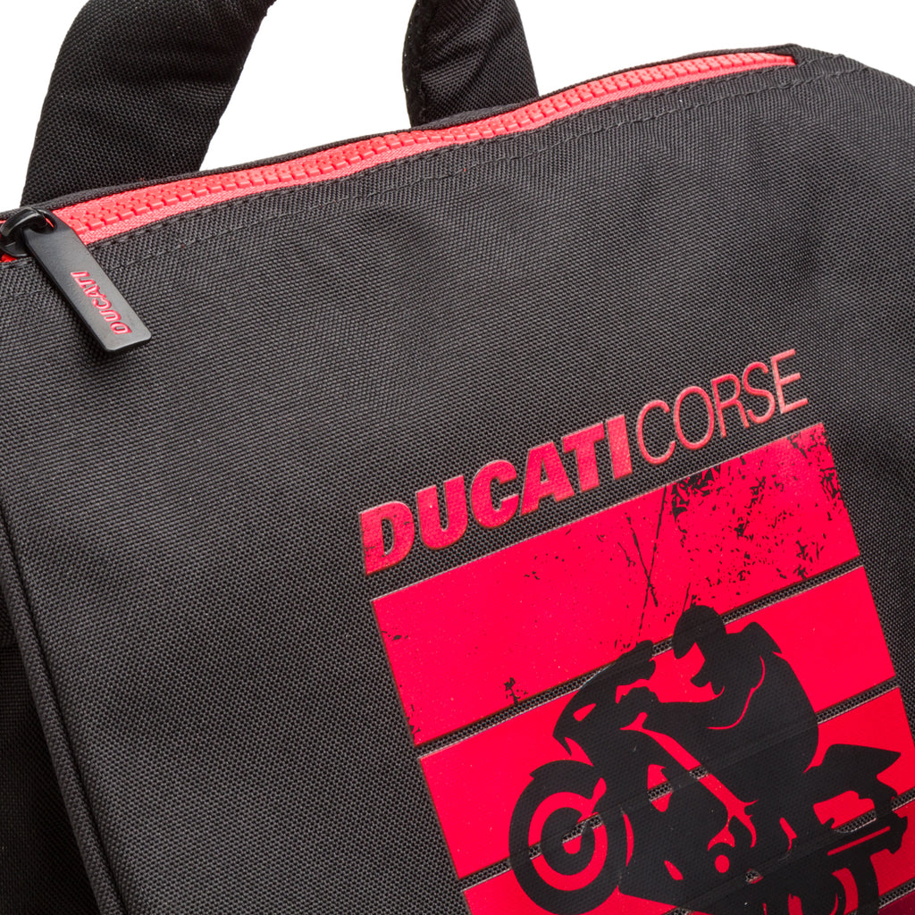 Zaino nero da ragazzo con stampa e logo Ducati