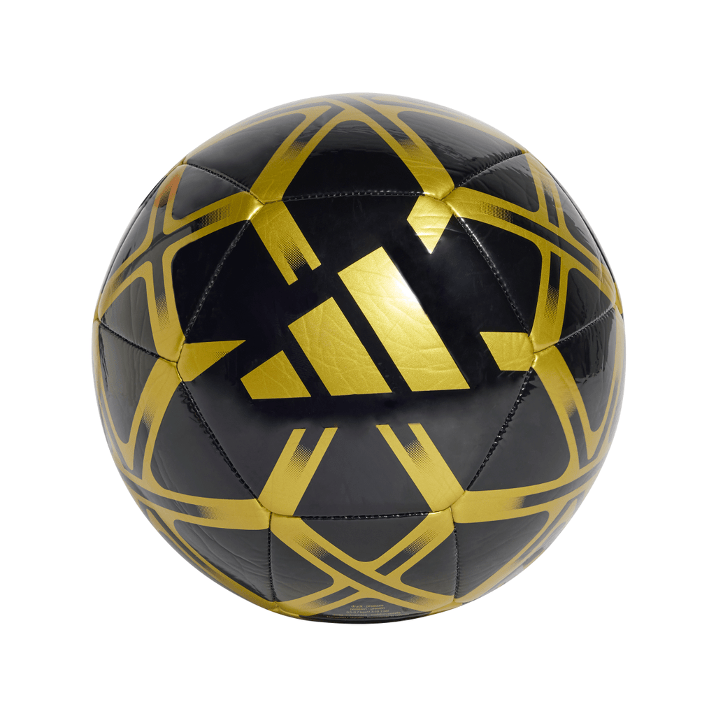 Pallone da calcio Adidas nero e oro con accattivante design geometrico