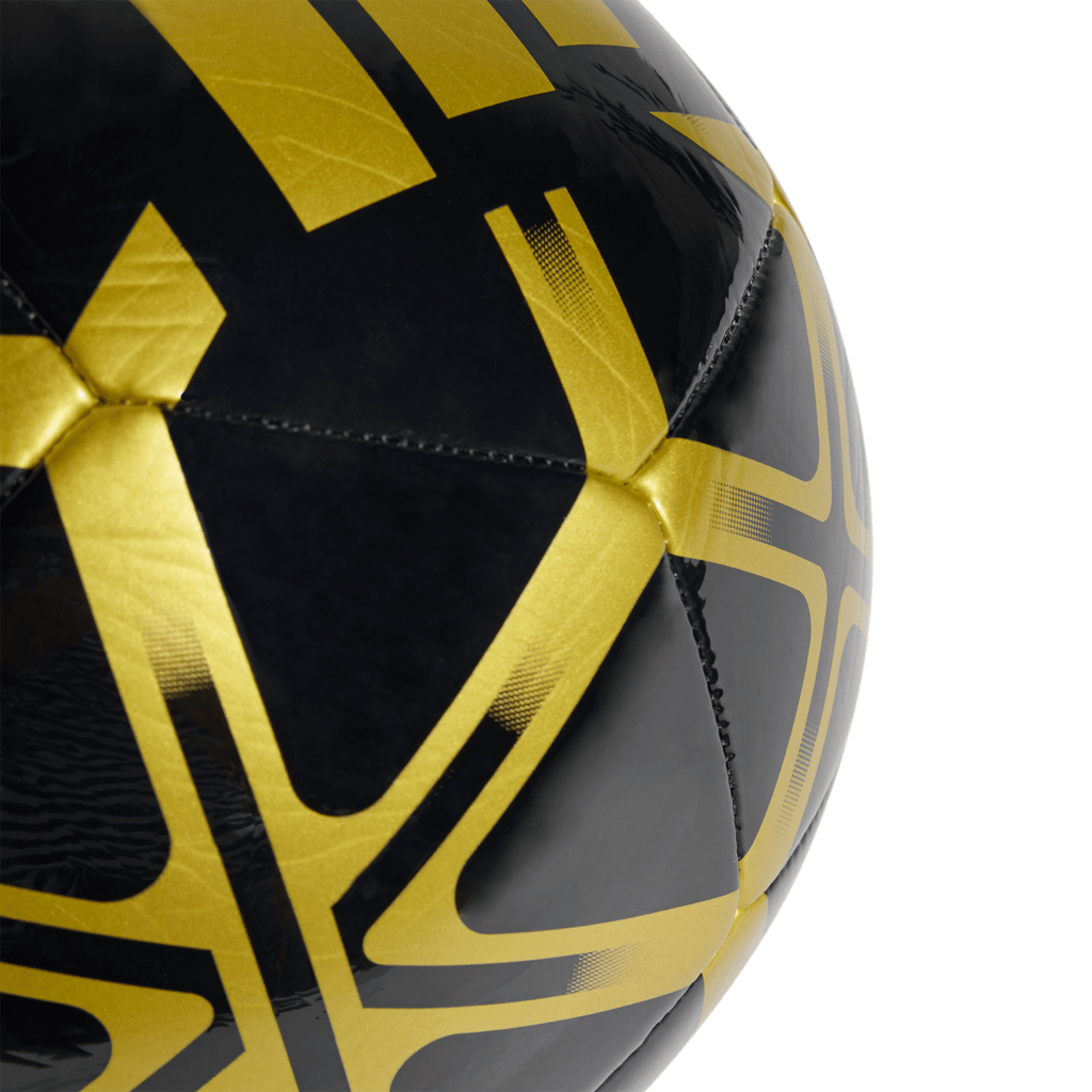 Pallone da calcio Adidas nero e oro con accattivante design geometrico