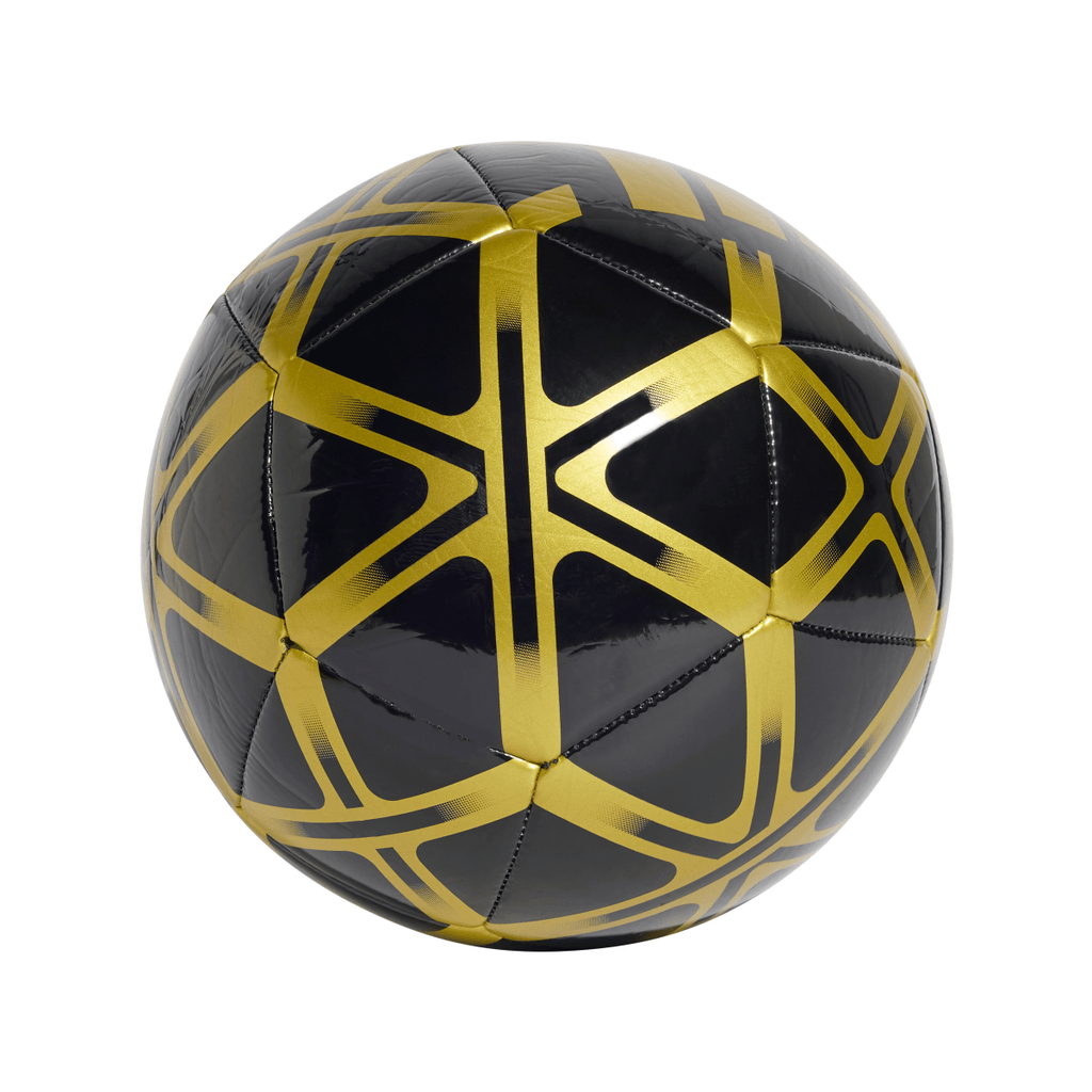 Pallone da calcio Adidas nero e oro con accattivante design geometrico
