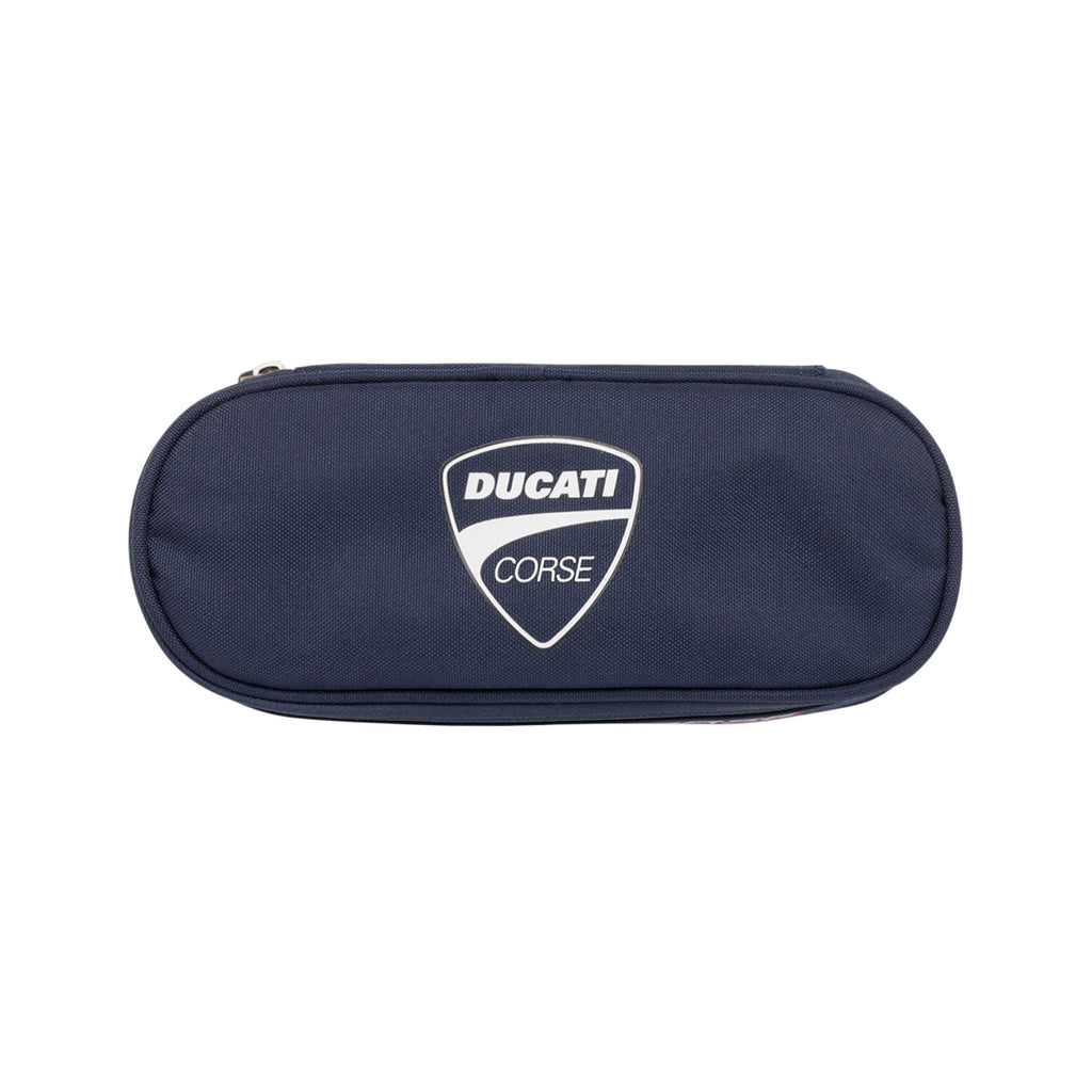 Astuccio scuola blu con cancelleria e con logo Ducati