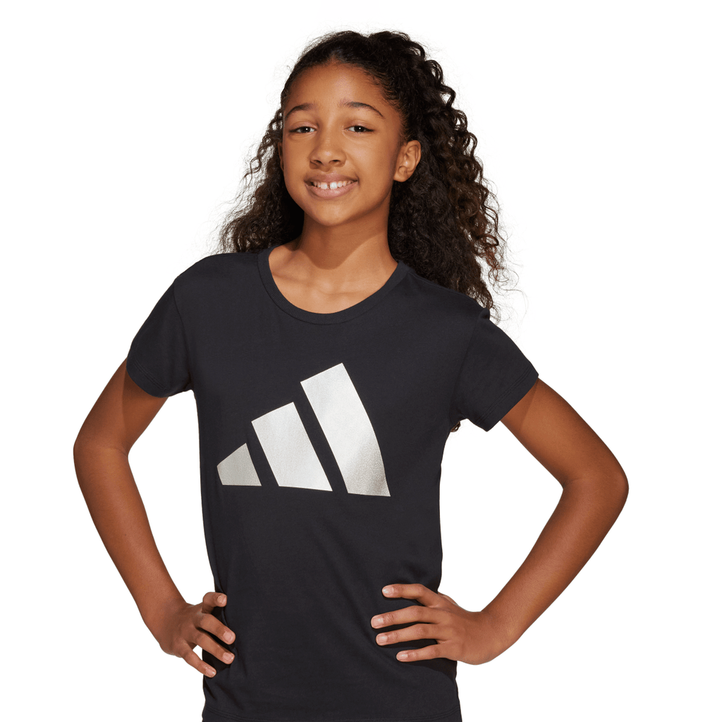 T-shirt nera da Bambina  JG GLAM a maniche corte con logo adidas