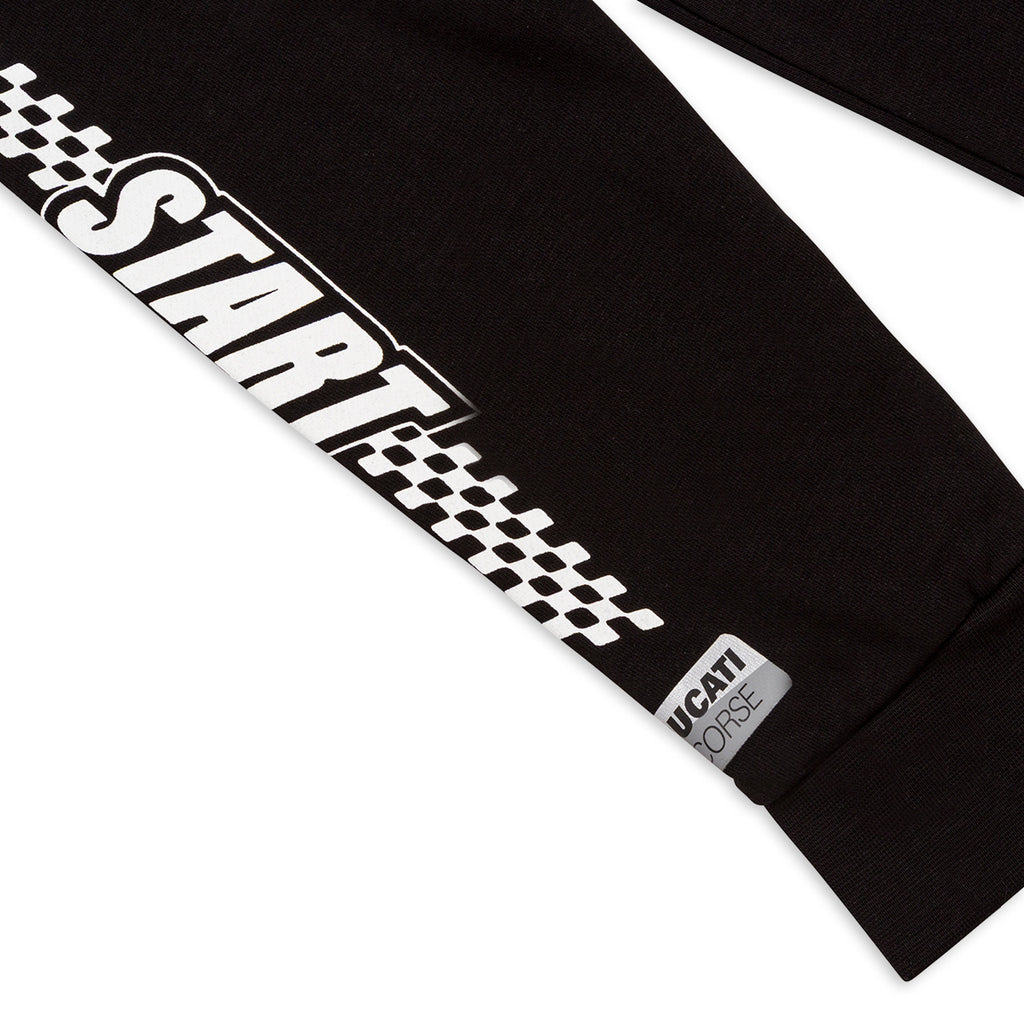 Felpa nera da bambino con zip e cappuccio e logo Ducati Corse