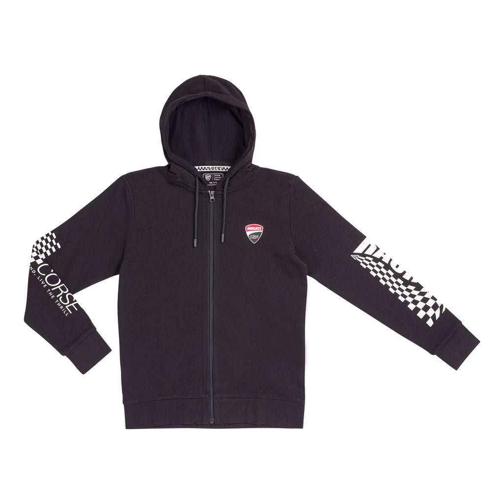 Felpa nera con cappuccio da Ragazzo e con logo Ducati Corse