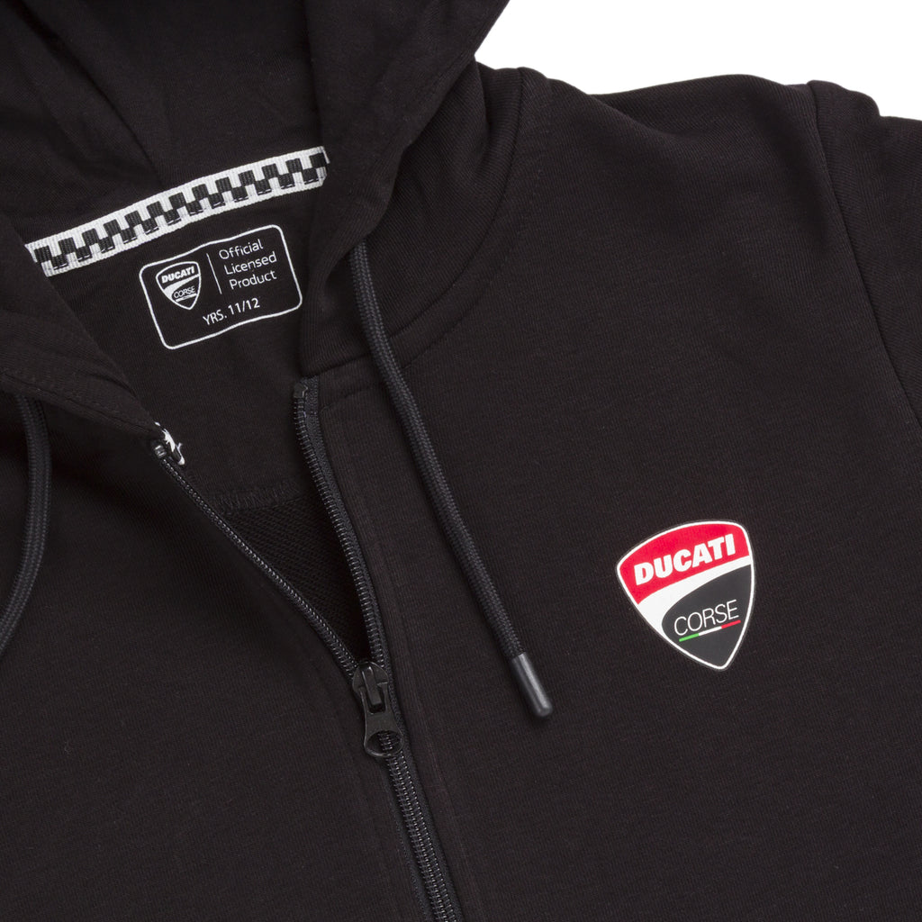 Felpa nera con cappuccio da Ragazzo e con logo Ducati Corse