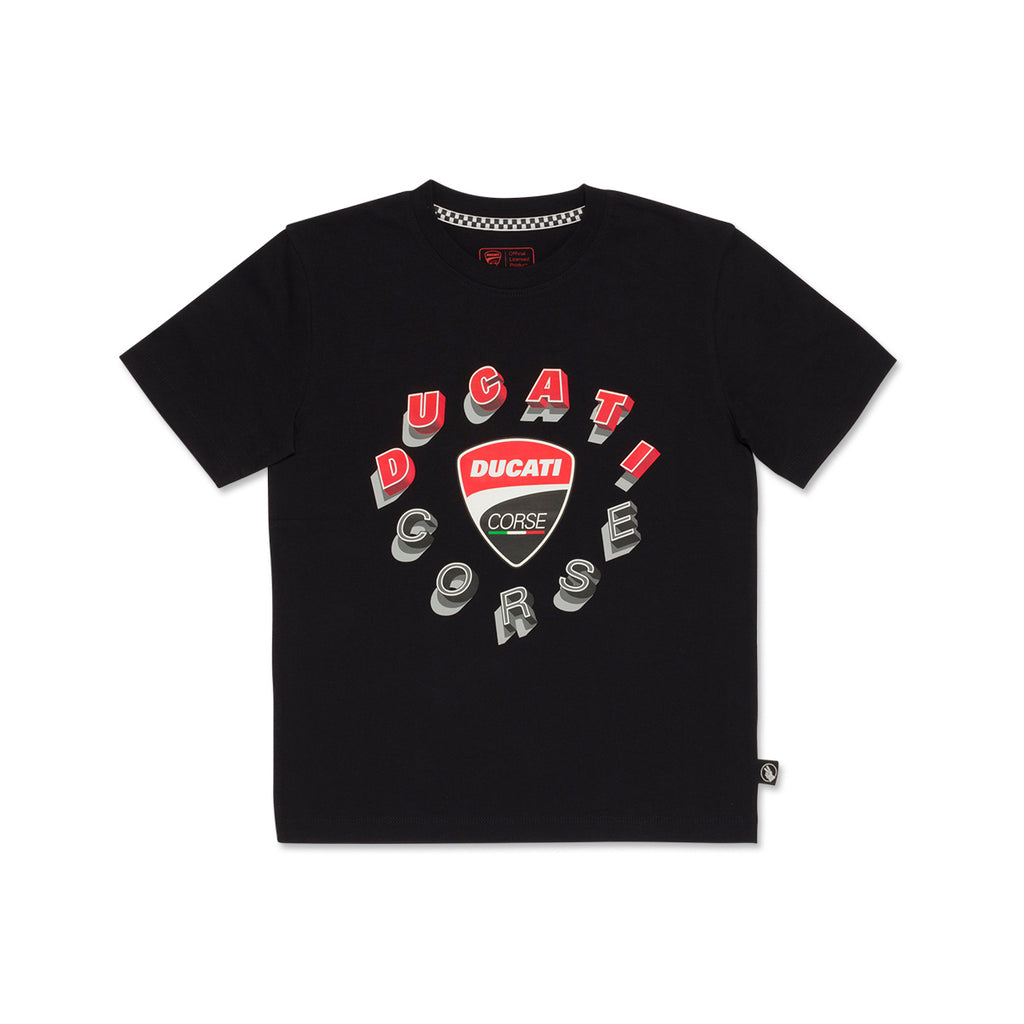 T-shirt da bambino nera con logo Ducati Corse