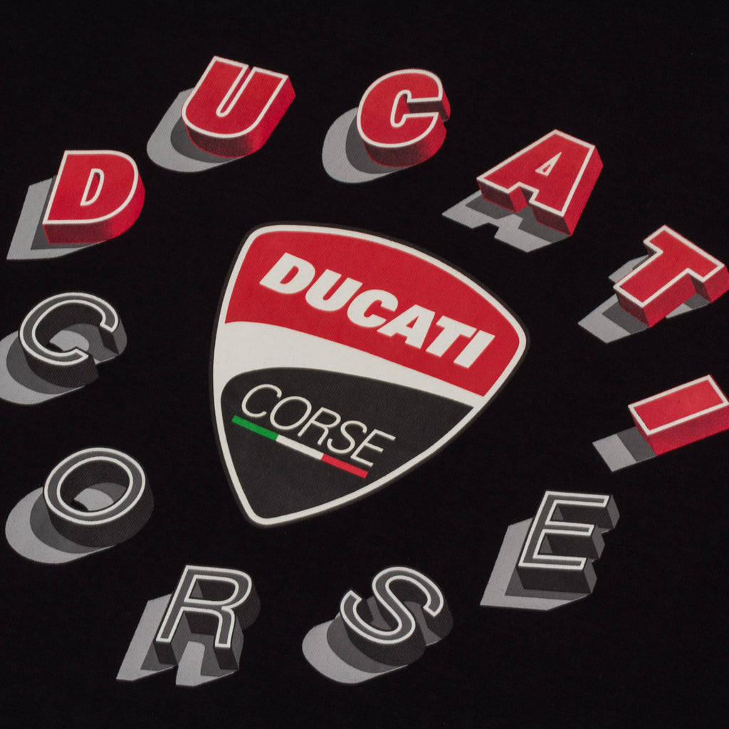 T-shirt da bambino nera con logo Ducati Corse