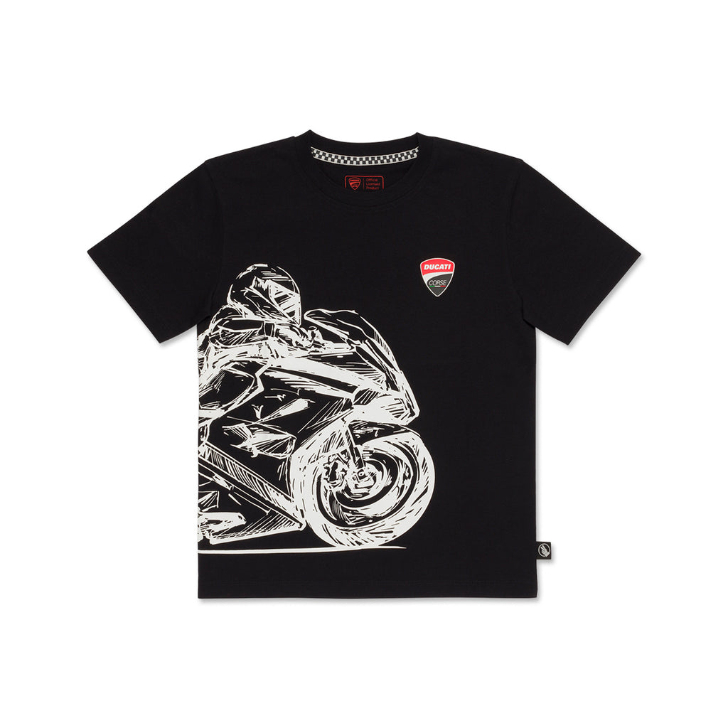 T-shirt da bambino con stampa e logo a constrato Ducati Corse