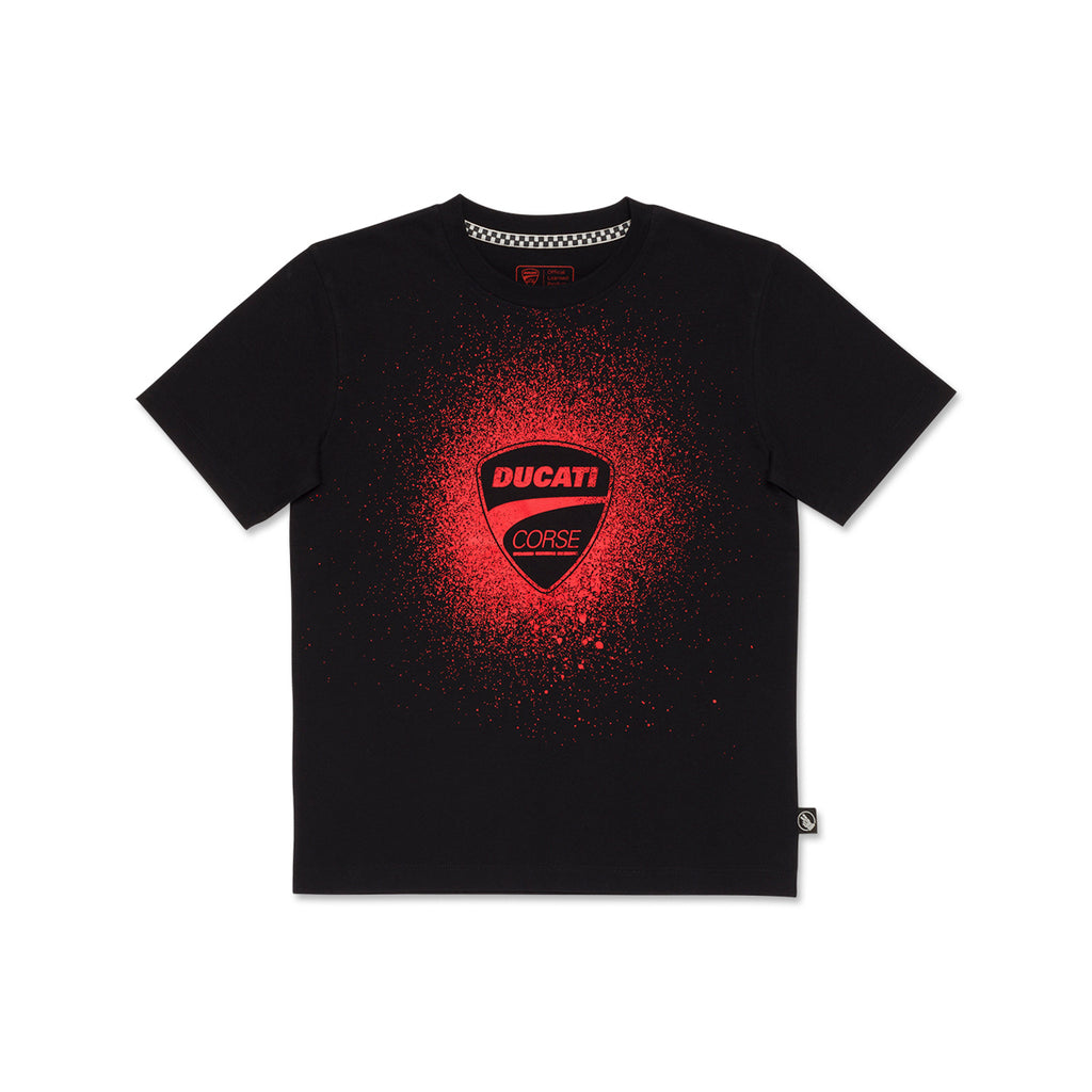 T-shirt da bambino nera con logo rosso Ducati Corse