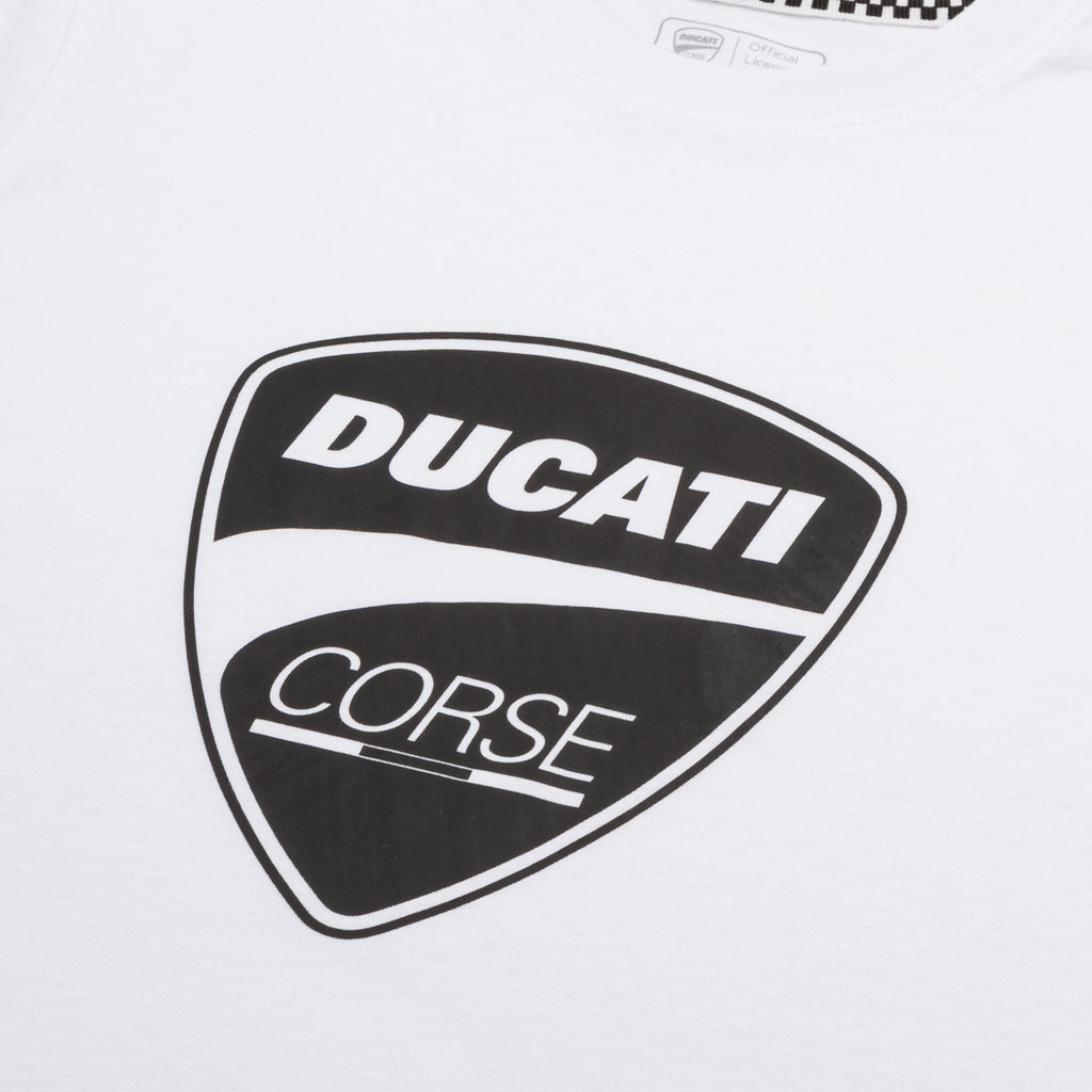 T-shirt bianca da ragazzo Ducati Corse