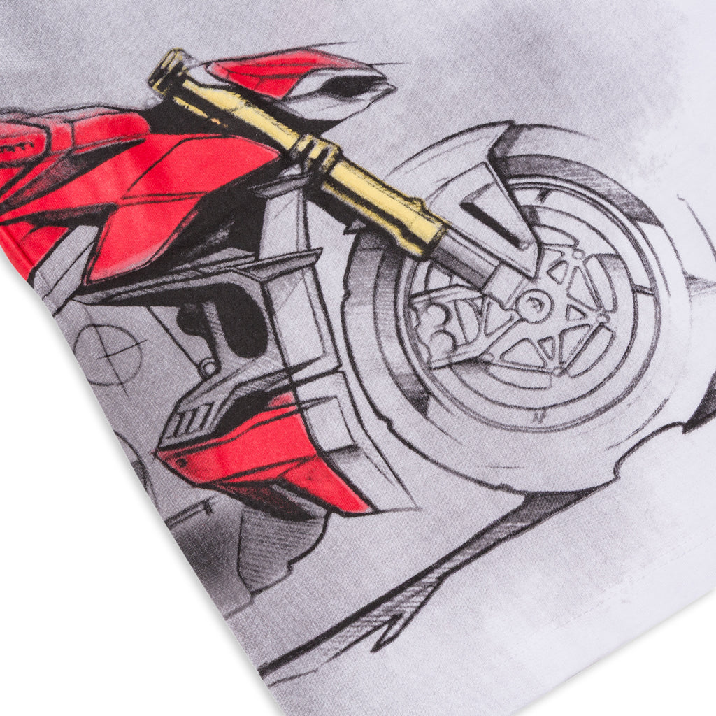T-shirt bianca da bambino e ragazzo Ducati Corse con stampa motocicletta