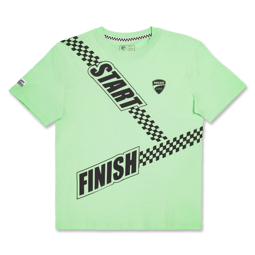 T-shirt verde bambino chiaro in cotone con stampa Ducati Corse
