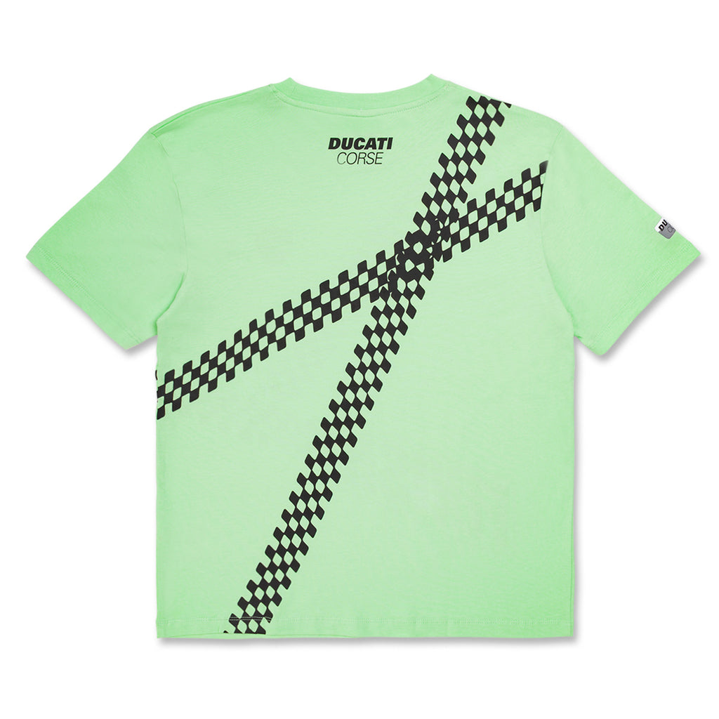 T-shirt verde bambino chiaro in cotone con stampa Ducati Corse