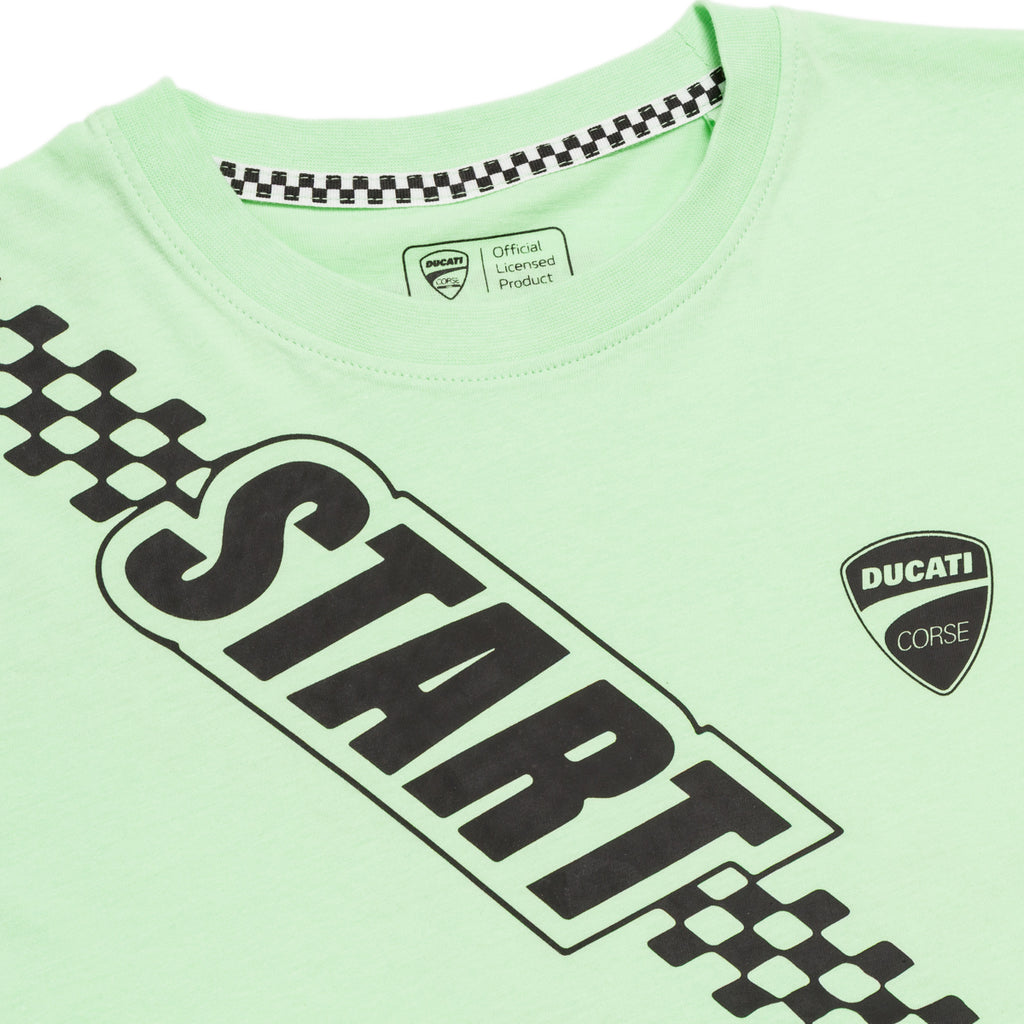 T-shirt verde bambino chiaro in cotone con stampa Ducati Corse