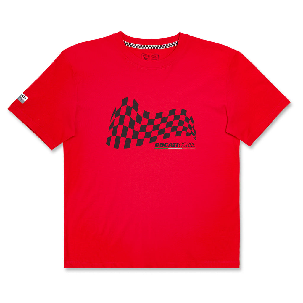 T-shirt rossa da bambino in cotone con stampa Ducati Corse