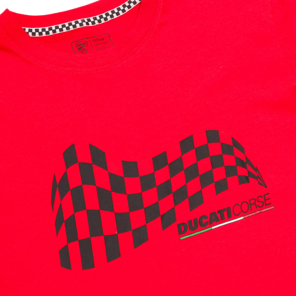 T-shirt rossa da bambino in cotone con stampa Ducati Corse