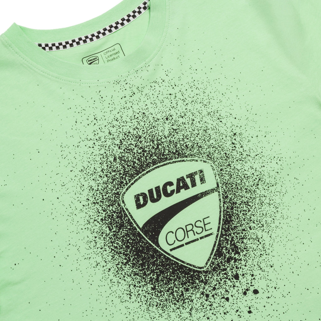 T-shirt verde da bambino e ragazzo in cotone Ducati Corse con stampa