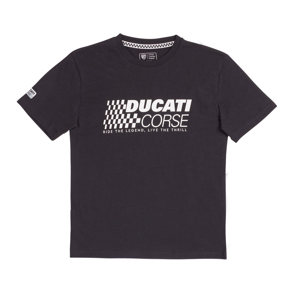 T-shirt nera da Ragazzo con stampa frontale Ducati Corse