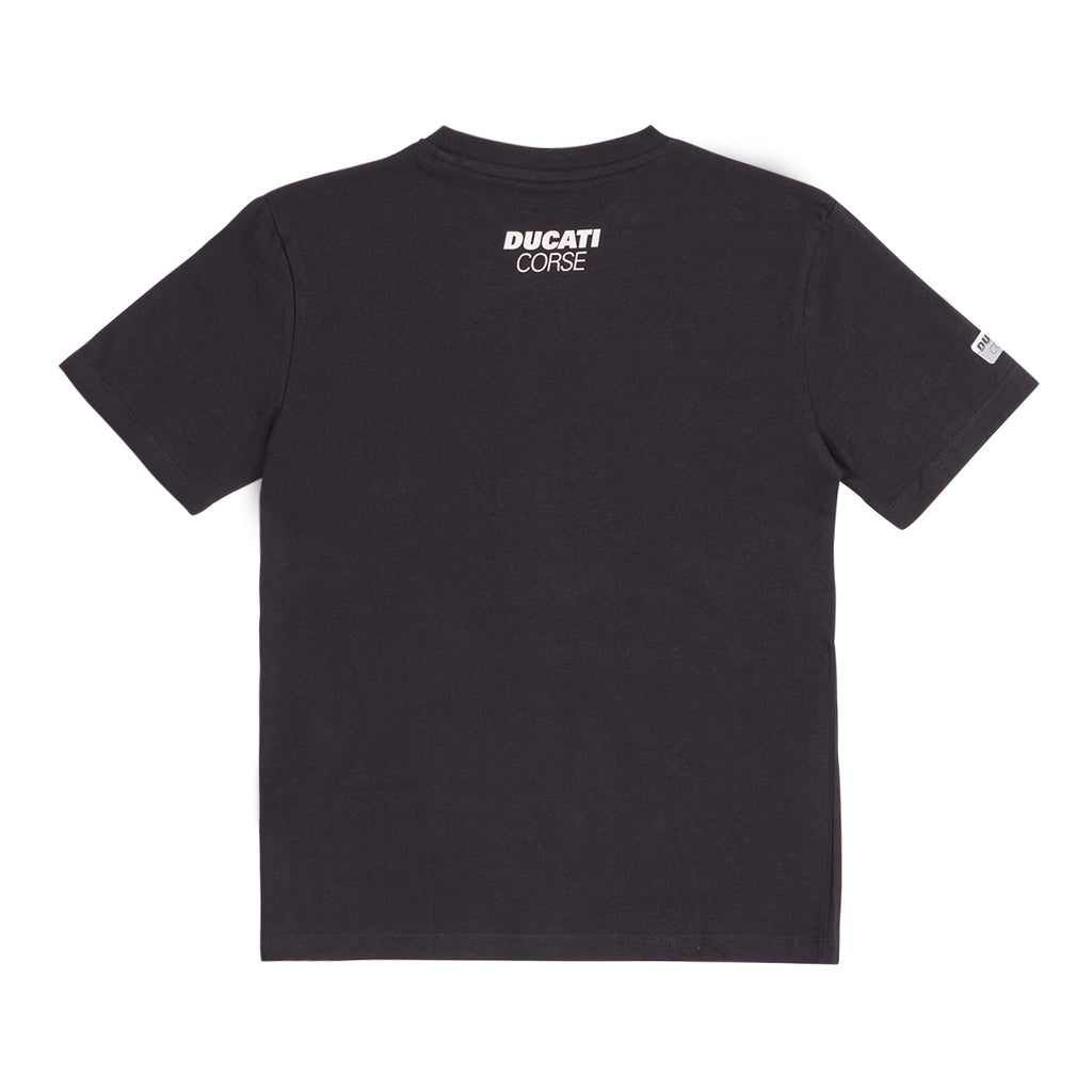 T-shirt nera da Ragazzo con stampa frontale Ducati Corse