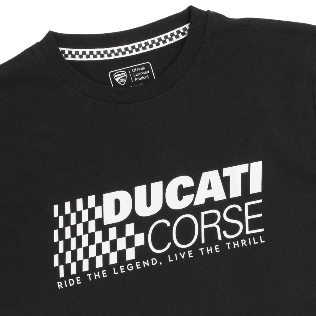 T-shirt nera da Ragazzo con stampa frontale Ducati Corse